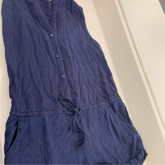 Old Navy Linen Short button up Romper with adjustable waist - Picture 3 of 9